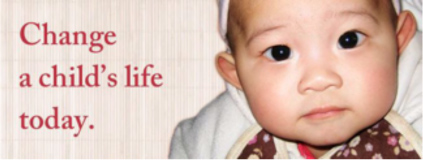 Image of an infant in a charity poster