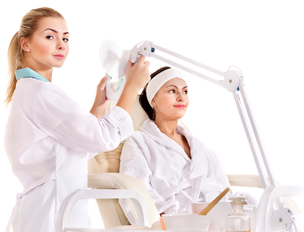 Esthetician doing a procedure with a patient