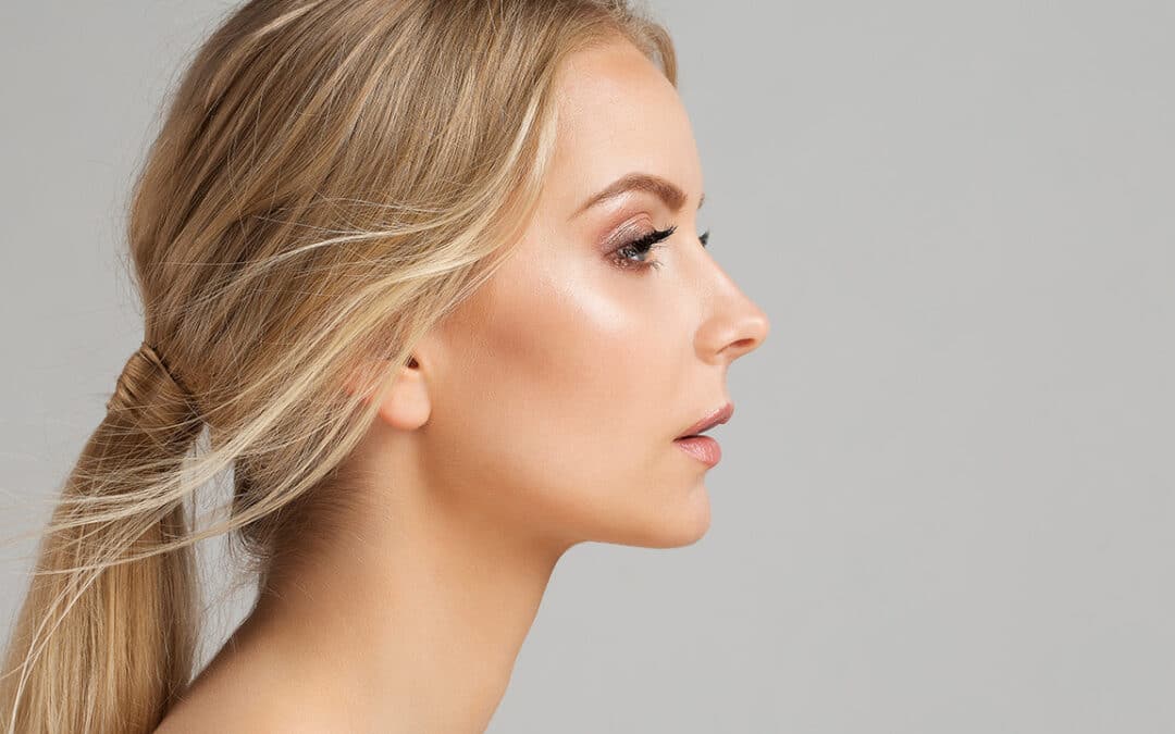 Profile of a young woman with smooth, healthy skin.