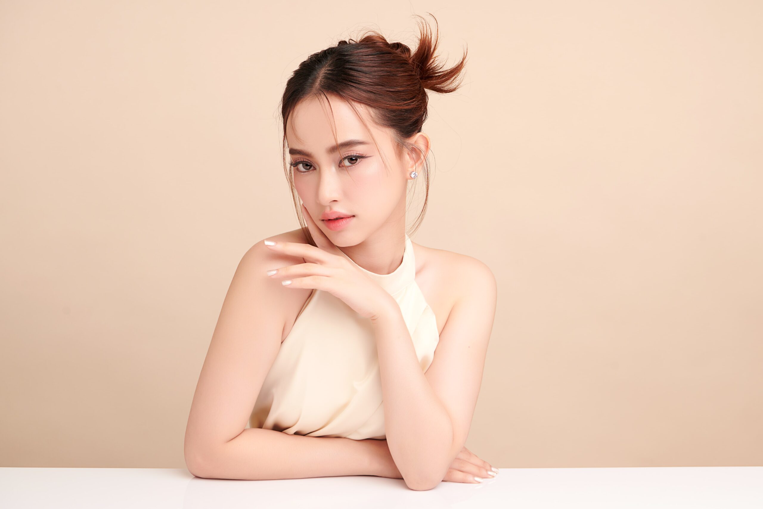 Beautiful young asian woman with clean fresh skin